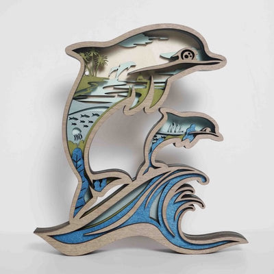 Dolphin Wooden Carving Handcraft Gift