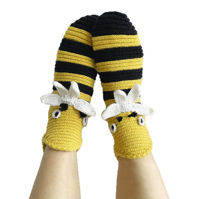 Novelty Knitted Warm Bee Floor Socks for Men and Women