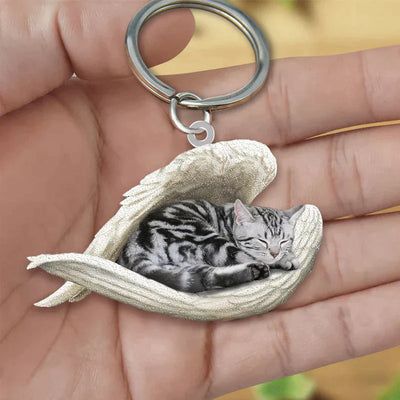Sleeping Angel Acrylic Keychain American Shorthair Cat