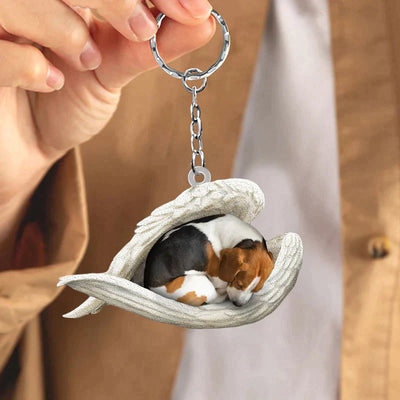 Sleeping Angel Acrylic Keychain Beagle