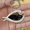 Sleeping Angel Acrylic Keychain Black Chihuahua