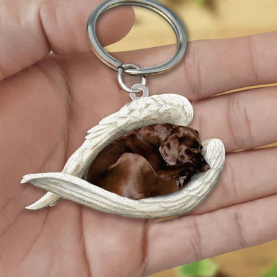 Sleeping Angel Acrylic Keychain Chocolate Labrador