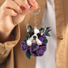 French Bulldog In Purple Rose Acrylic Keychain PR112
