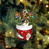 Smooth Fox Terrier Dog In Snow Pocket Christmas Ornament SP128