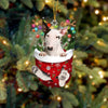 Bull Terrier In Snow Pocket Christmas Ornament SP227