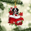 Border Collies In Gift Bag Christmas Ornament GB100