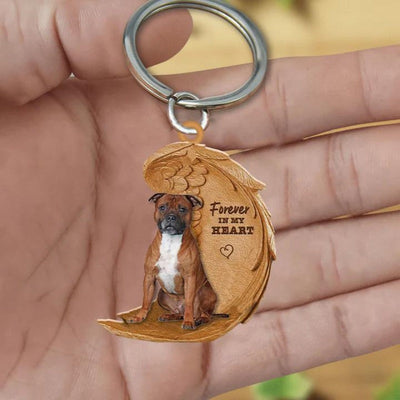 Stafford Shire Bull Terrier Forever In My Heart Acrylic Keychain FK057