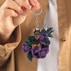 Doberman In Purple Rose Acrylic Keychain PR041