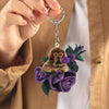 Tibetan Mastiff In Purple Rose Acrylic Keychain PR081