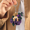Great Dane In Purple Rose Acrylic Keychain PR094
