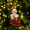 Poodle Apricot In Santa Boot Christmas Hanging Ornament SB038