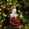 Siberian Husky White In Santa Boot Christmas Hanging Ornament SB064