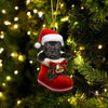 American Staffordshire Terrier In Santa Boot Christmas Hanging Ornament SB067