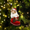 Rough Collie In Santa Boot Christmas Hanging Ornament SB120