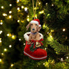 Dachshund Fawn In Santa Boot Christmas Hanging Ornament SB186