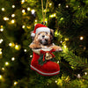 Zuchon In Santa Boot Christmas Hanging Ornament SB205