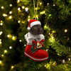 Wirehaired Pointing Griffon In Santa Boot Christmas Hanging Ornament SB208