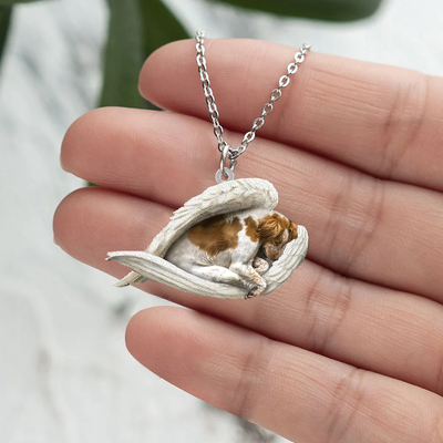 Brittany Spaniel Sleeping Angel Stainless Steel Necklace SN147