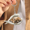 Sleeping Angel Acrylic Keychain Lynx Cat